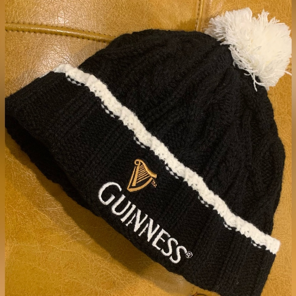 Guinness Black and White Beanie with Logo